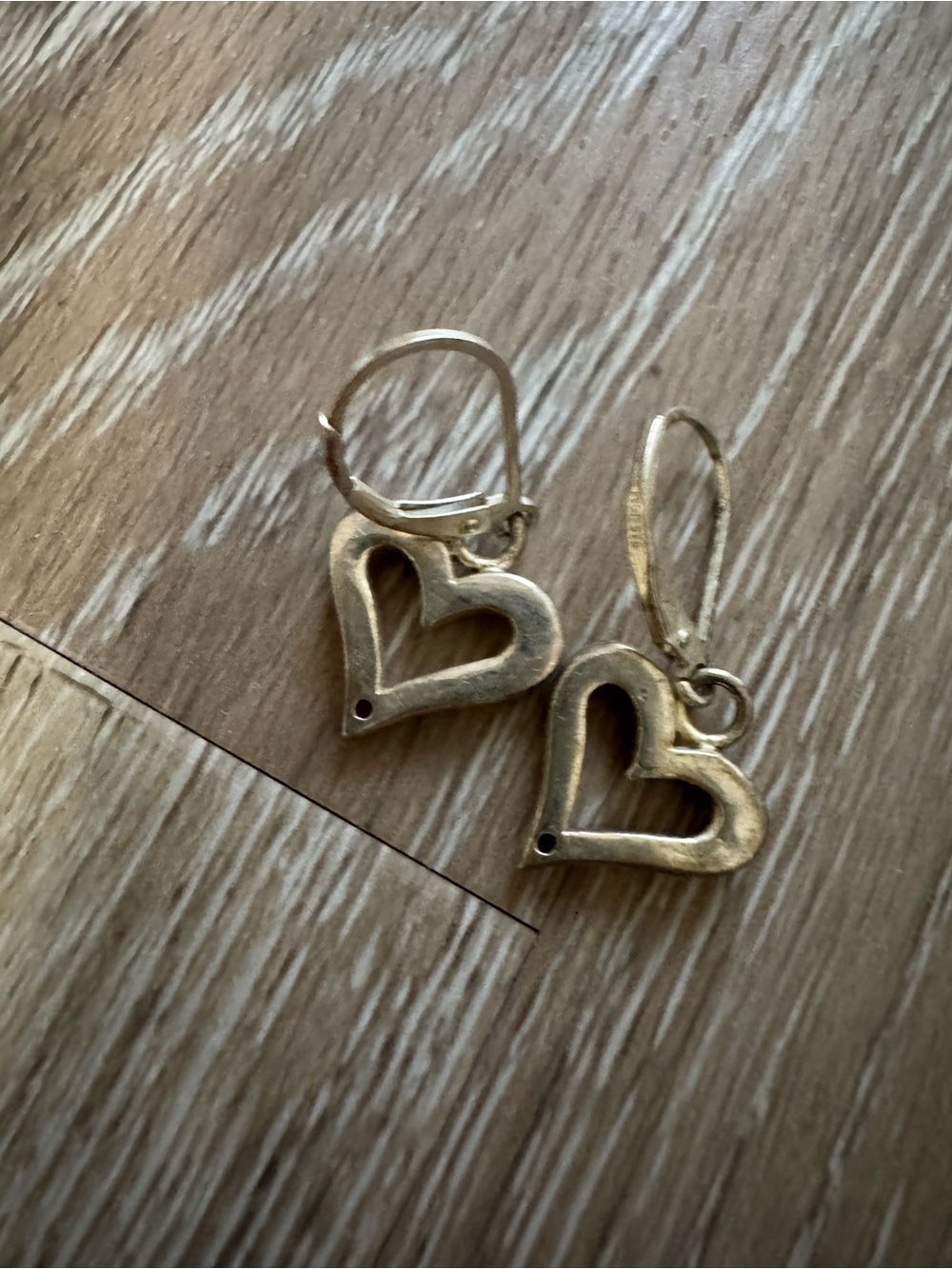 Sterling silver lever back heart dangle earrings